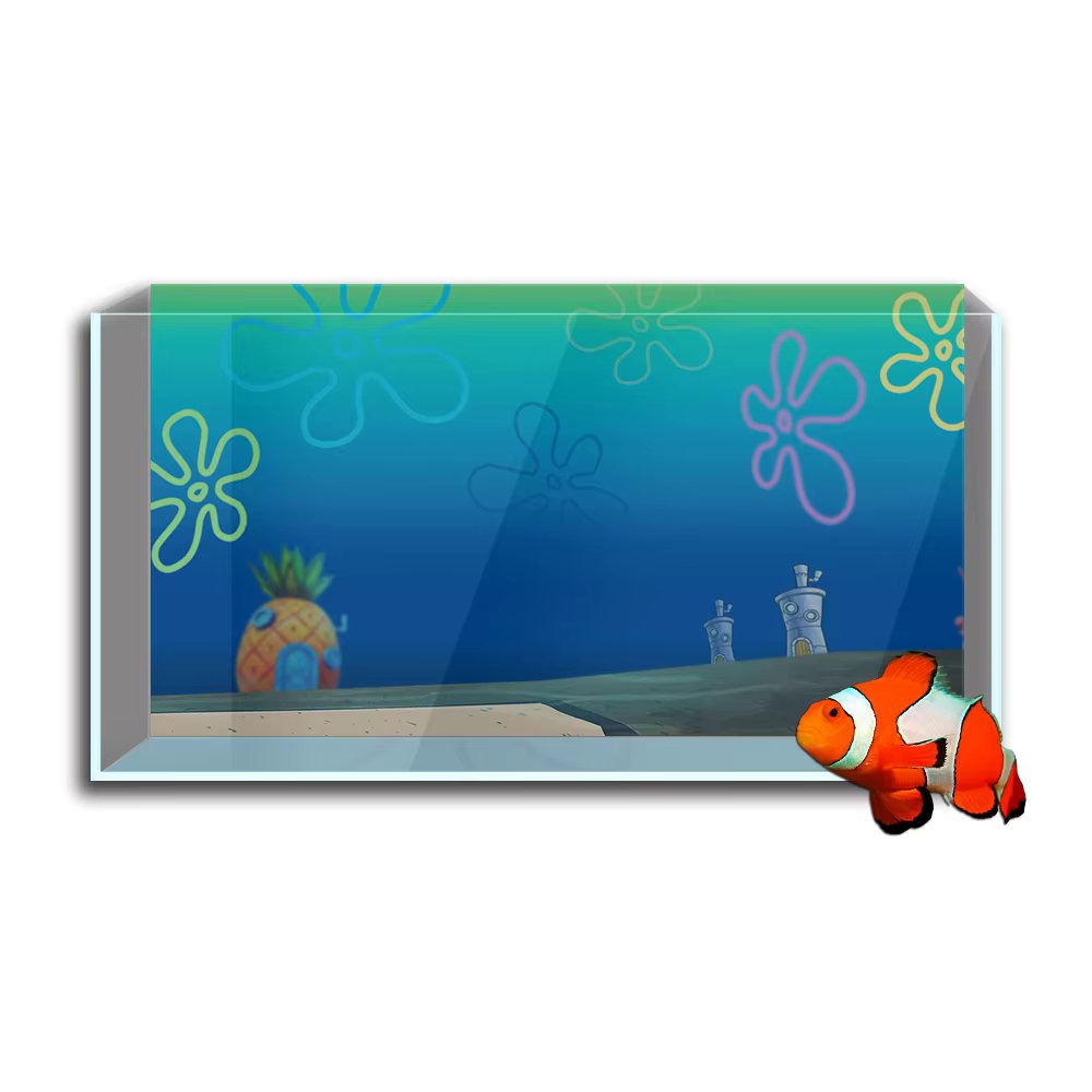 Aquarium Background Sticker,Cartoon Pineapple House Underwater HD Printing Wallpaper Fish Tank Backdrop Decorations PVC