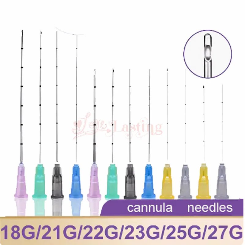 10packs/lot Medical Sterile cannula needles 18g 21G 22G 23G 25G 27G 38mm 50mm Blunt Tip Micro Tattoo Needle Disposable Sterile B