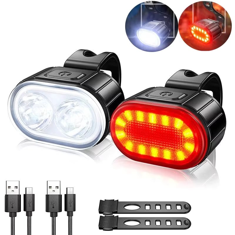 4 Modes 350Mah USB MTB Road Bicycle Headlight 6 Modes 230Mah Rechargeable Cycling Taillight LED Bicycle Front Light Head Lamp