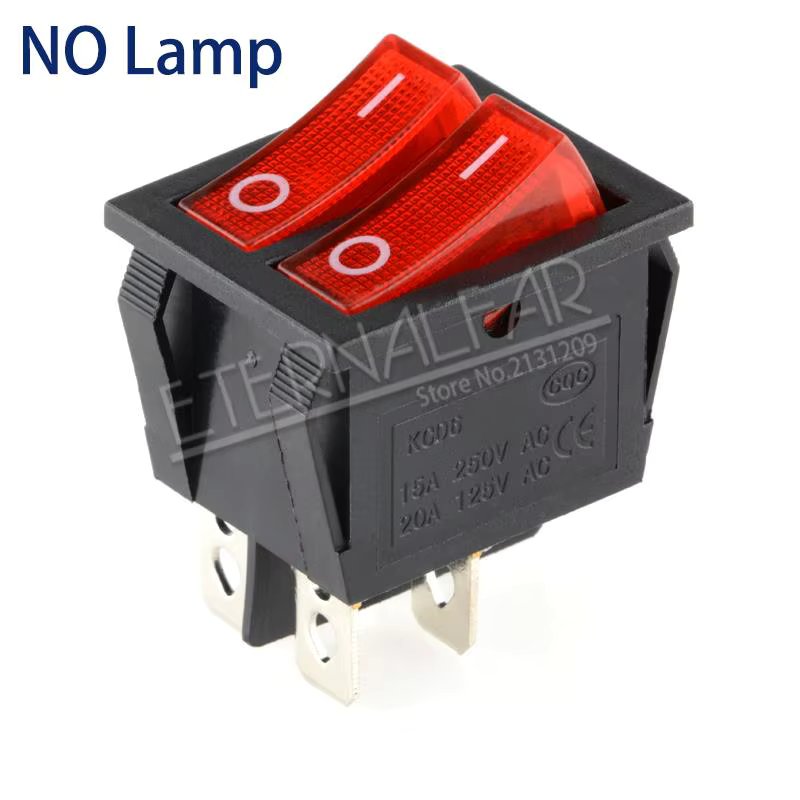 KCD6 16A 250V AC  Rocker Switch Boat Switch 6pins With Lamp ON-OFF Red The Electric Grill Green Electric Heater Double Ship Type