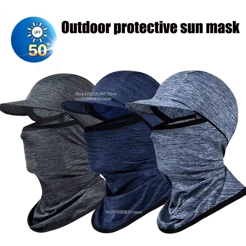 Sunscreen Face Cover Sun Hood Hat UV Protection Ice Silk Headgear for Men Women Cycling Climbing Running Sunscreen Riding Hood