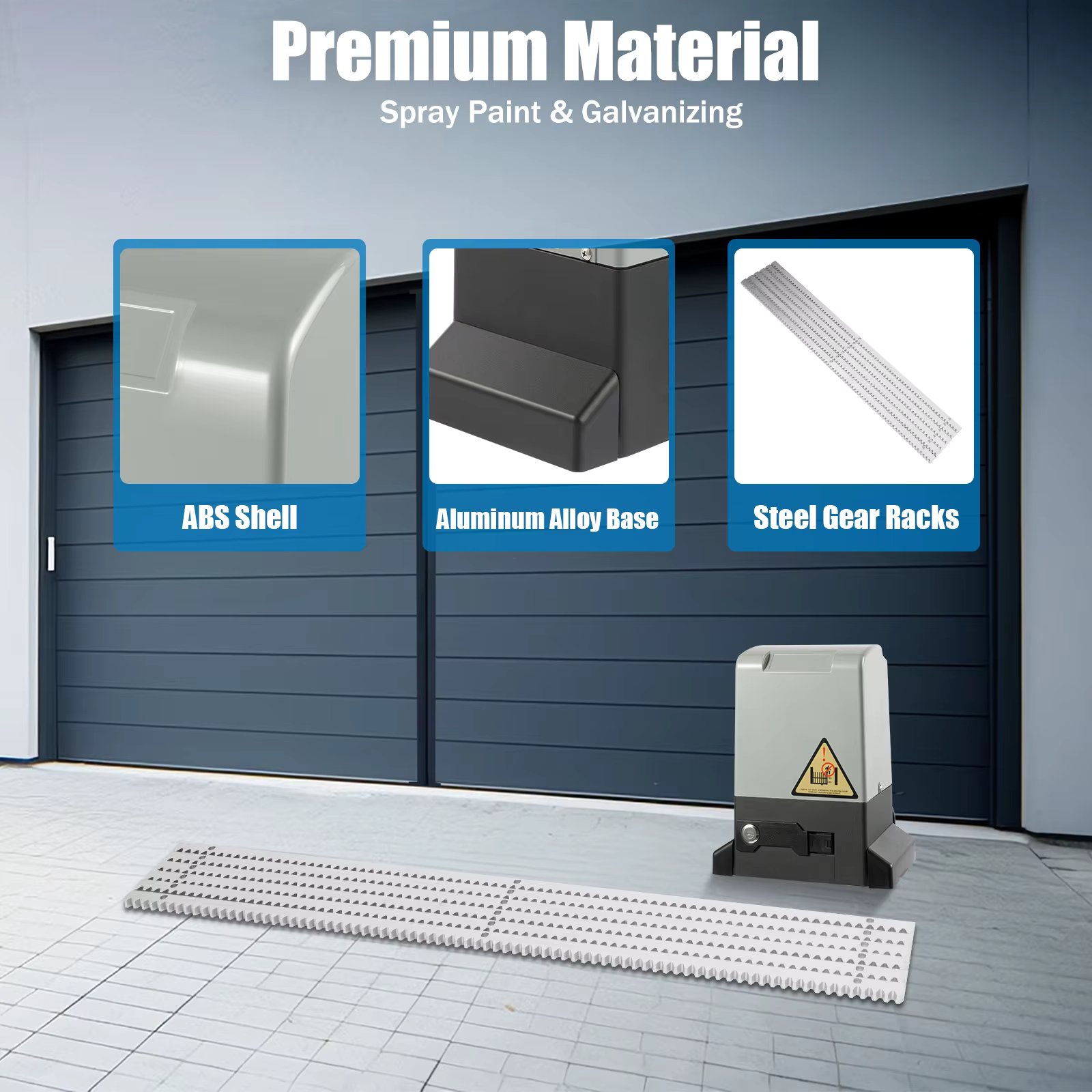 Automatic Door Opener Motor Driveway Security Kit Electric Sliding Gate Opener Sliding Gate Drive 220v Outdoor Waterproof (370W)