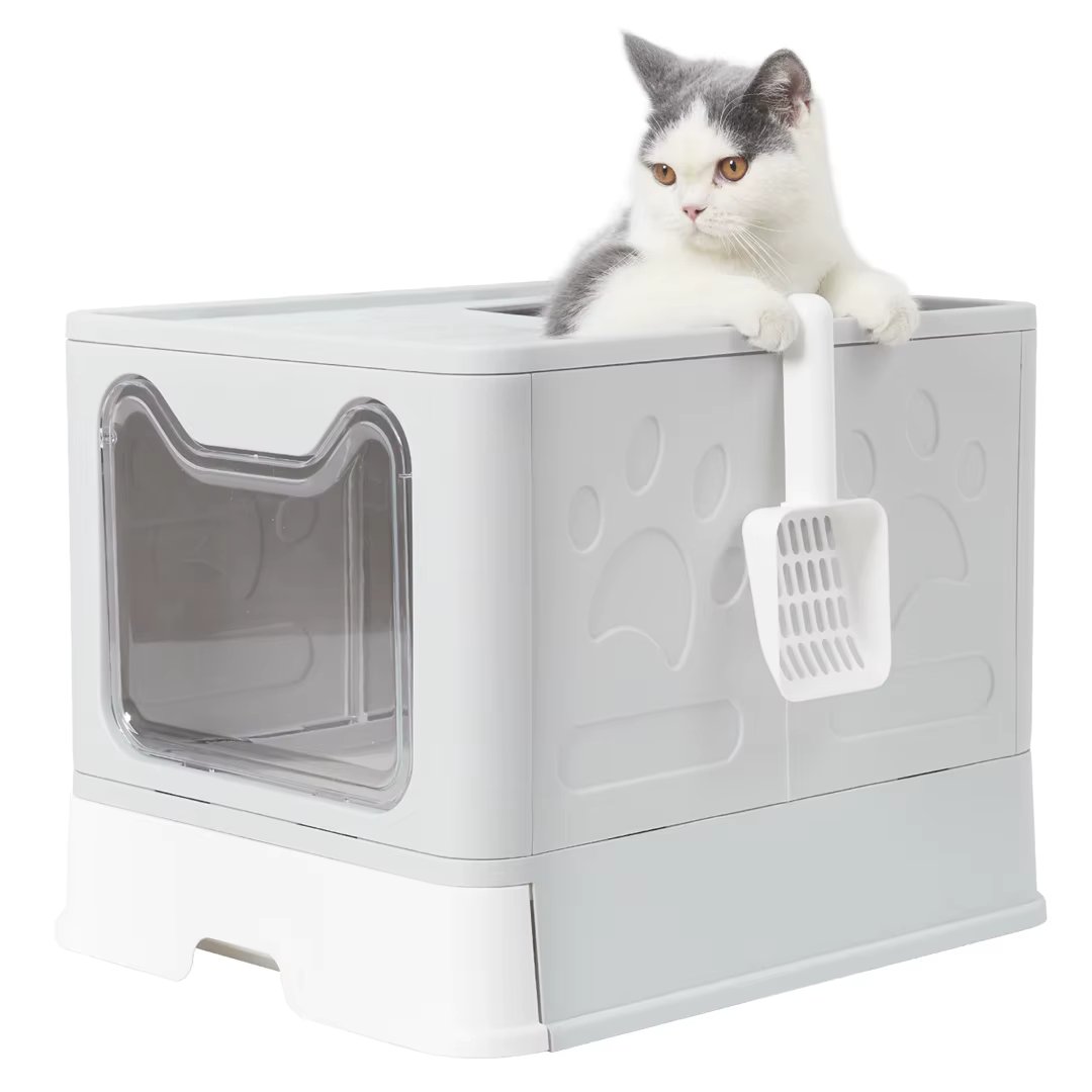 Modern Flexible Tidy Cat Litter Box Enclosure Cat House Furniture Cat Potty with Portable Scoop Drawer Kitty Poop Home