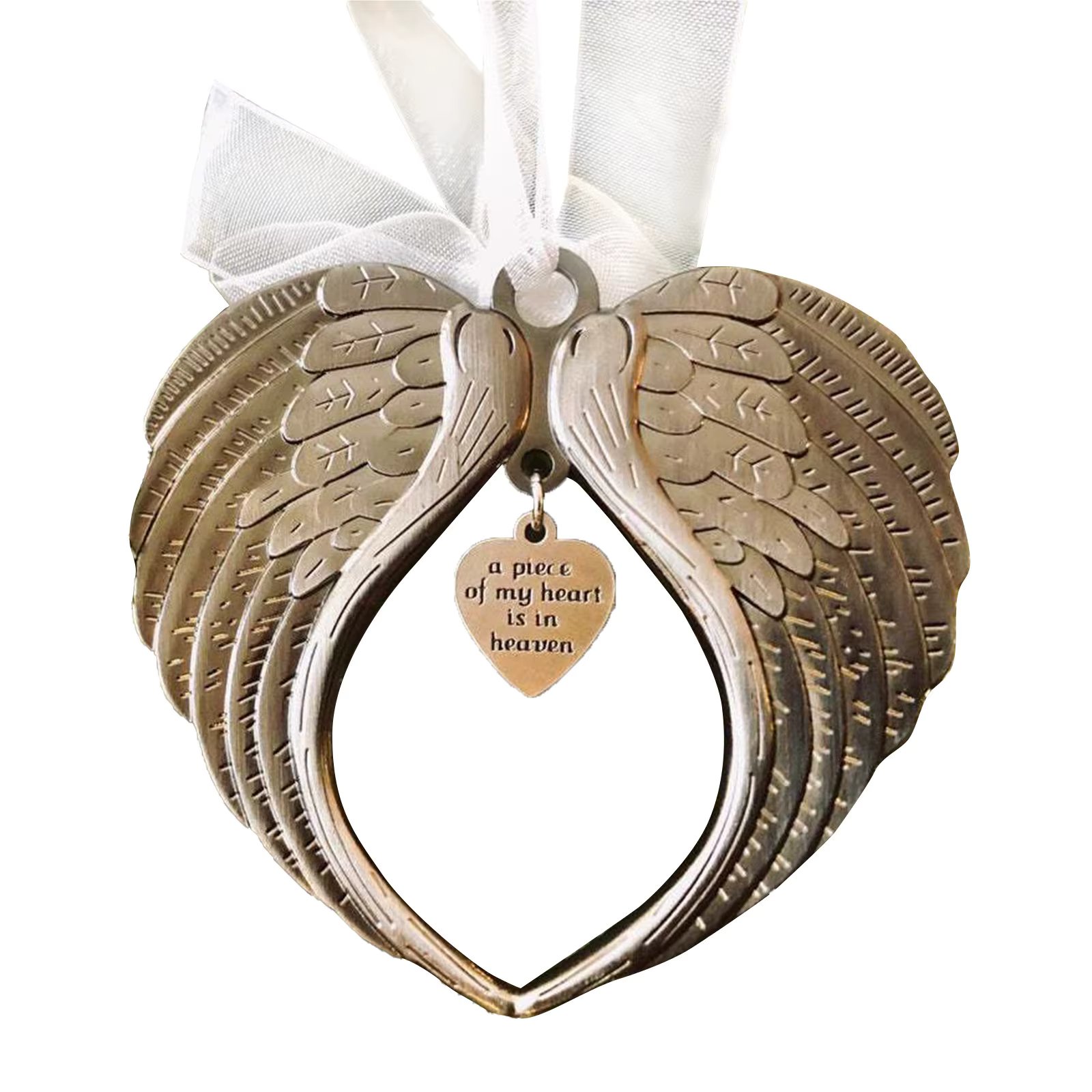 My Heart Is In Heaven Angel Wing Ornament Christmas Tree Pendant Household Festival Party Decorations Xmas Memorial Pendants