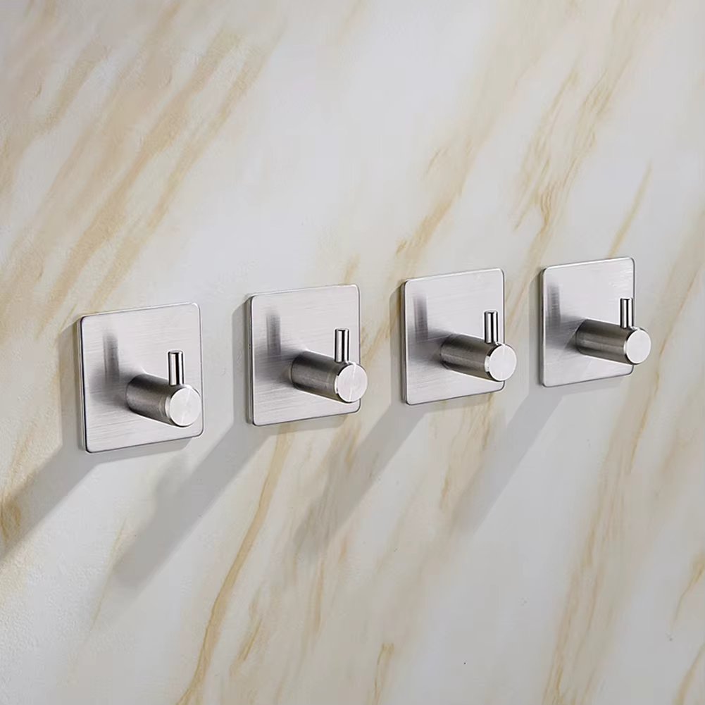 Space Aluminium Self Adhesive Towel Hooks Wall Coat Rack Key Holder Towel Hooks Clothes Hanging Rack Bathroom Accessories