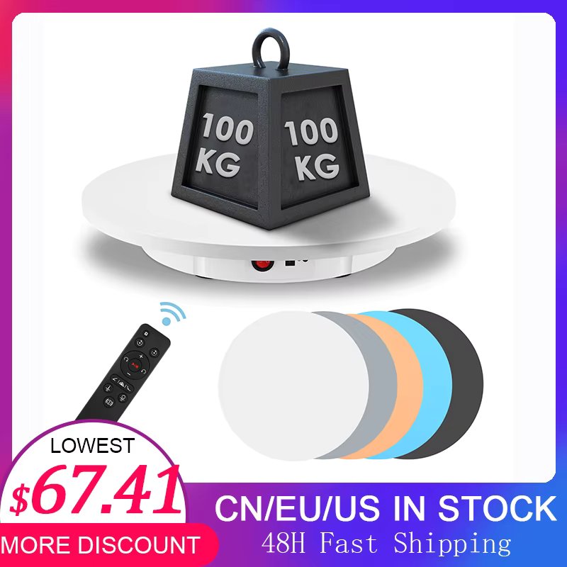 100KG Load 42cm Photography Rotating Display Stand 360 Electric Rotating Product Display Turntable For Video Shooting
