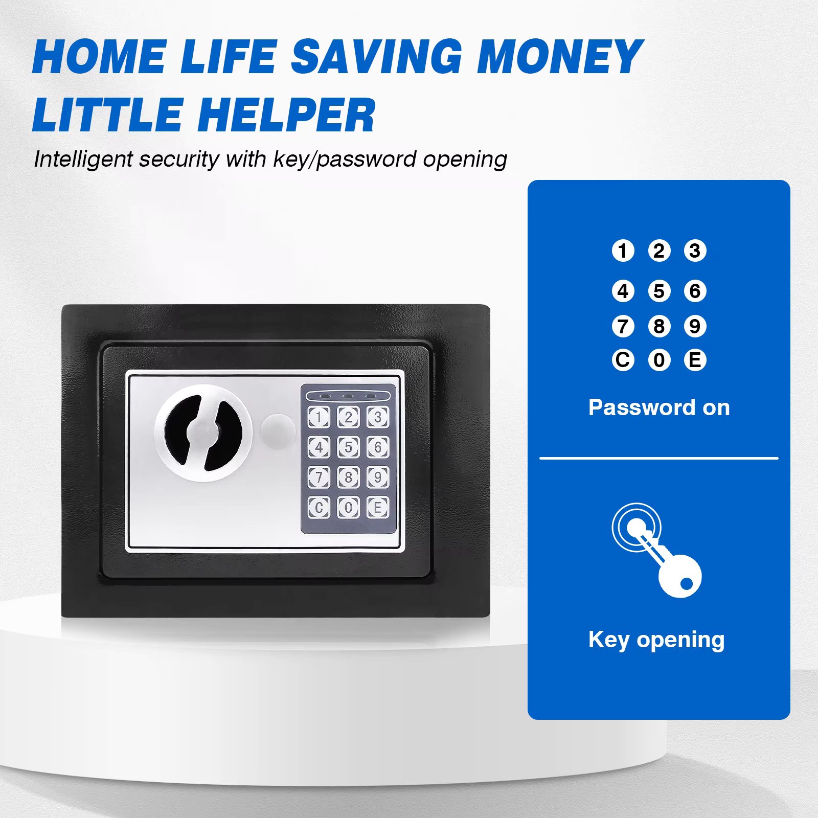 BRIEFNESS Black Electonic Safe Box With Electronic keypad with backup key Wall-mounted floor Safe 4.6L/8.5L/16L