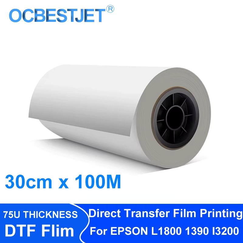 30cm*100m Roll DTF film PET Transfer Film 75 Micron For Direct Transfer Film Printing For Epson L1800 i3200 4720 DTF Printer