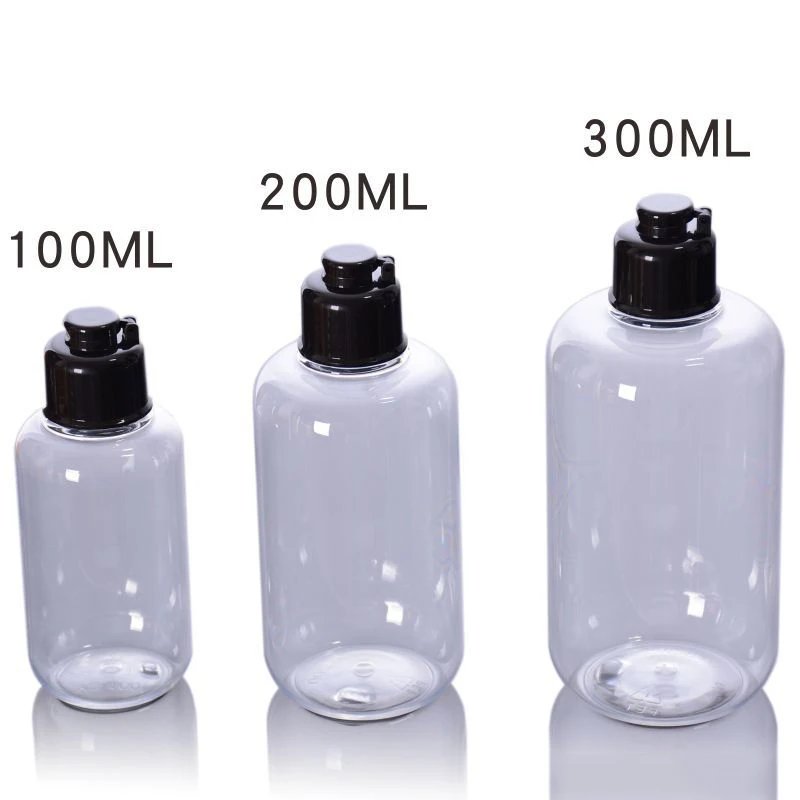 100/200/300ml Flip Cap Lotion Bottle Empty Cosmetic Containers Amber Transparent Refillable Bottles for Body Care Cream Shampoo