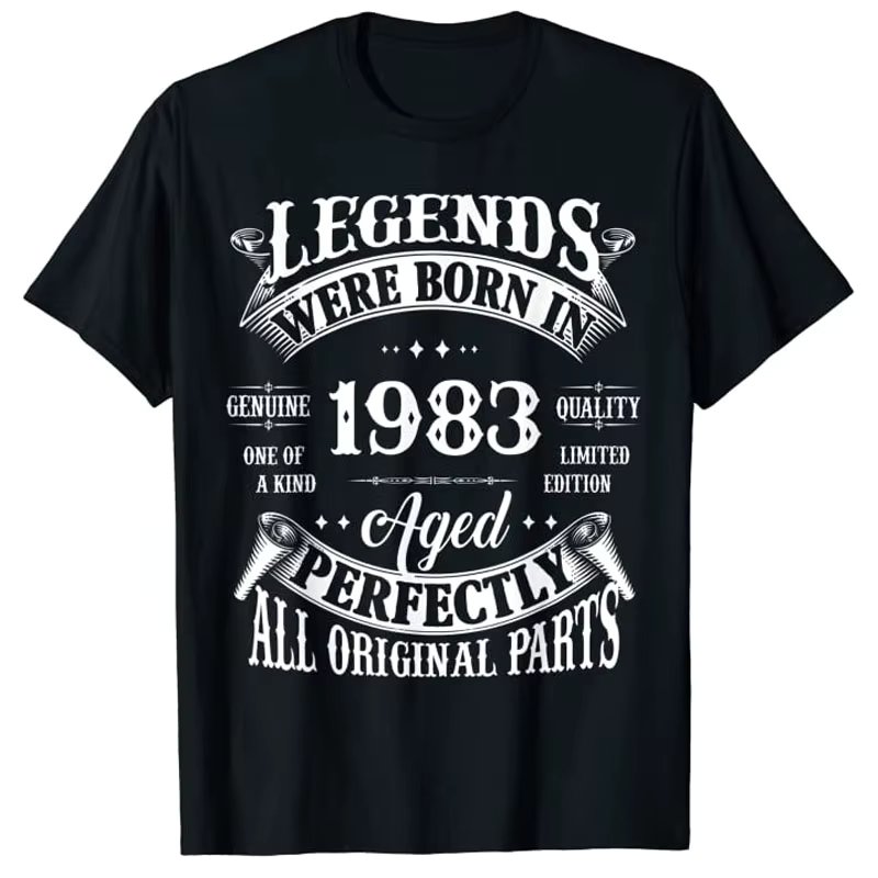 40th Birthday Tee Vintage Legends Born In 1983 40 Years Old T-Shirt Dada Husband Gifts Letters Sayings Quote Graphic Tee Tops