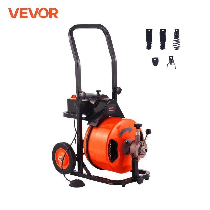 VEVOR Drain Cleaner 50FT/75FT/100FT Sewer Auger Pipe Unblocker Cleaning Machine Sinks Toilet Plunger Dredging Equipment Homeuse