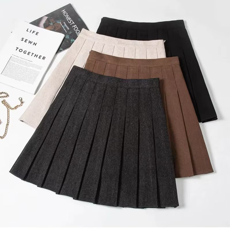 Pleated Skirt Winter Clothes Woman Fashion 2024 Falda Corta Mujer Korean Style Brown Falda School Uniform Girls Black Mini Skirt