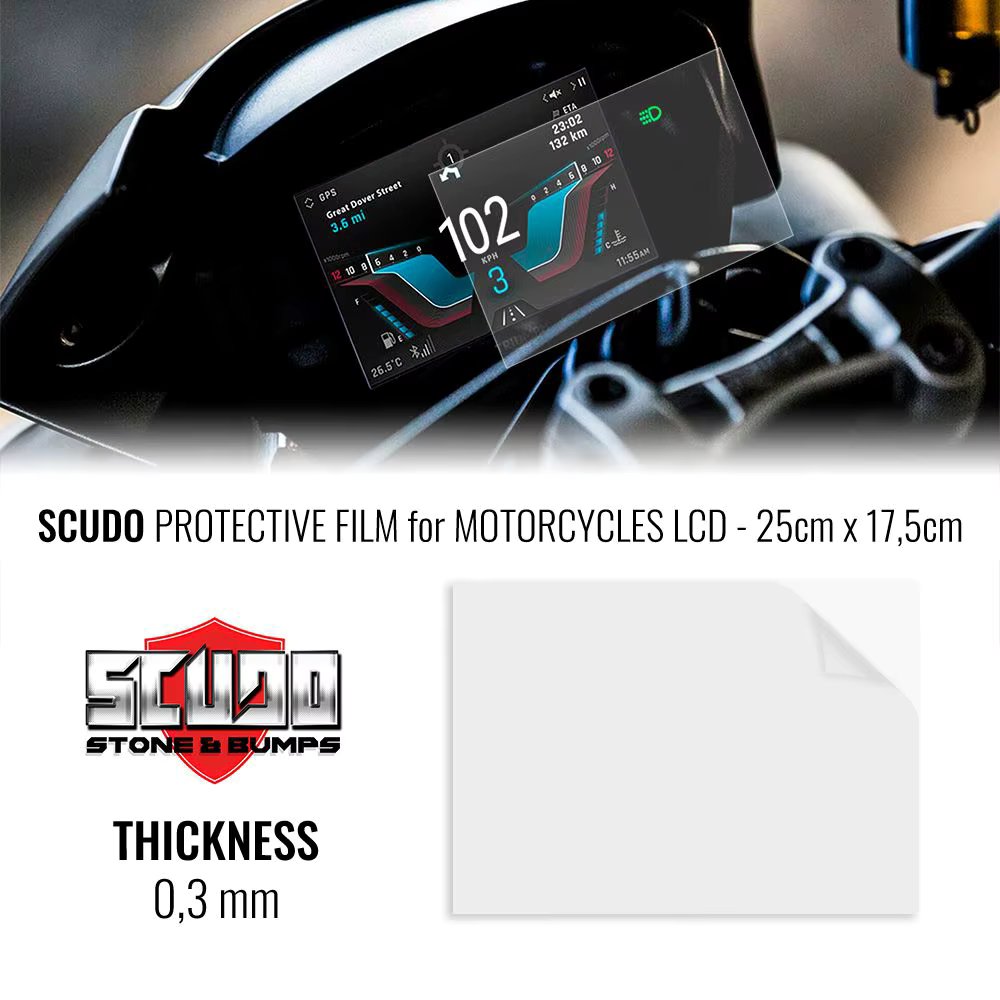 Shield Adhesive Film for Screen Protection LCD Motorcycle 25x17.5 cm, Thickness 0.3mm