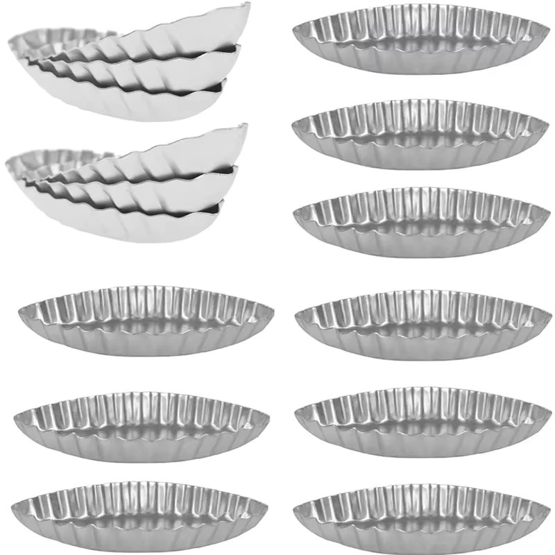 5/10/15pcs Mini Cake Tart Mold Aluminum Boat Shape Mousse Dessert Cupcake Pudding Mould for Kitchen Pastry Baking Accessories