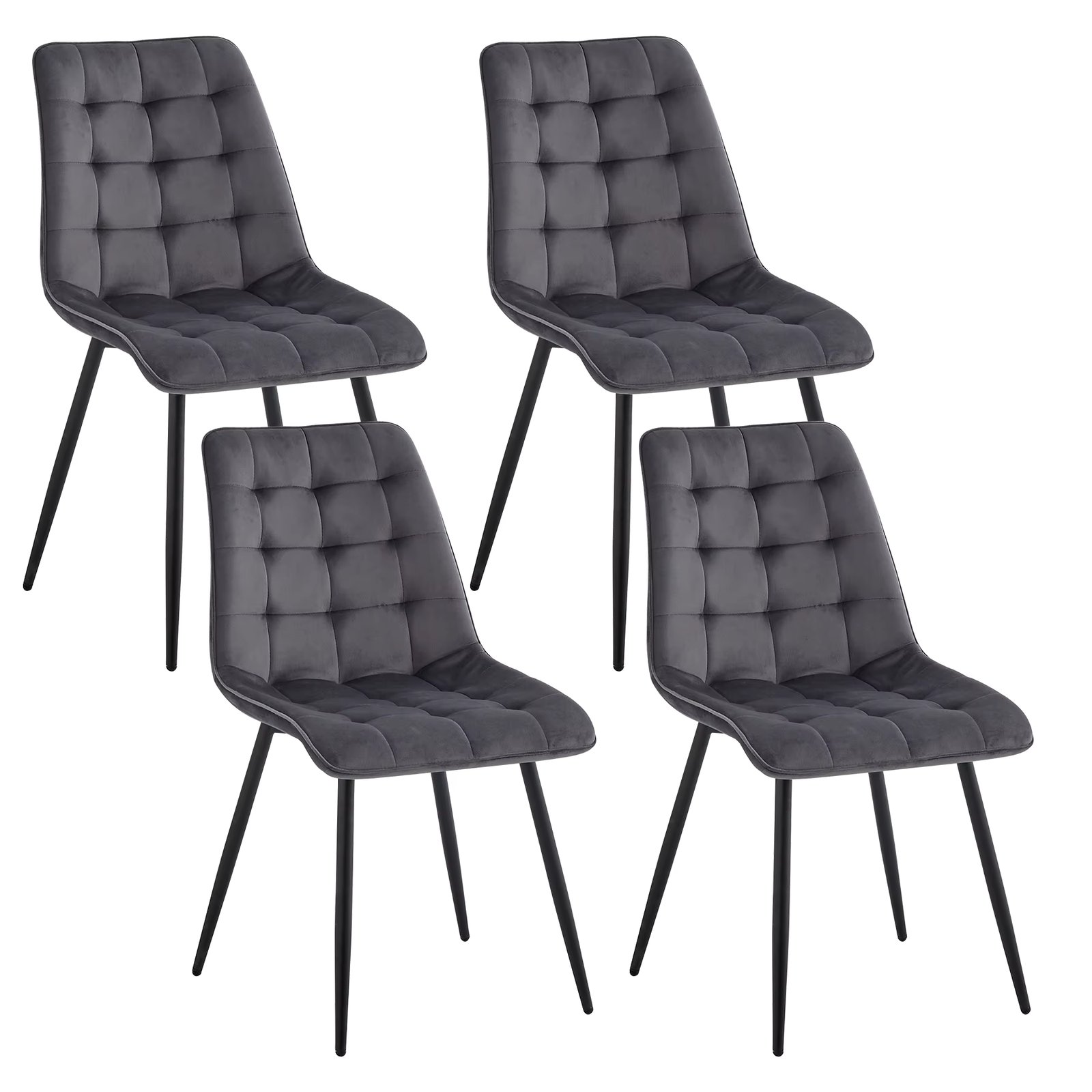 EGOONM A Set of 4 Velvet Dining Chairs Metal Legs Modern Comfortable Chair for Kitchen Bedroom Living Room Home Furniture