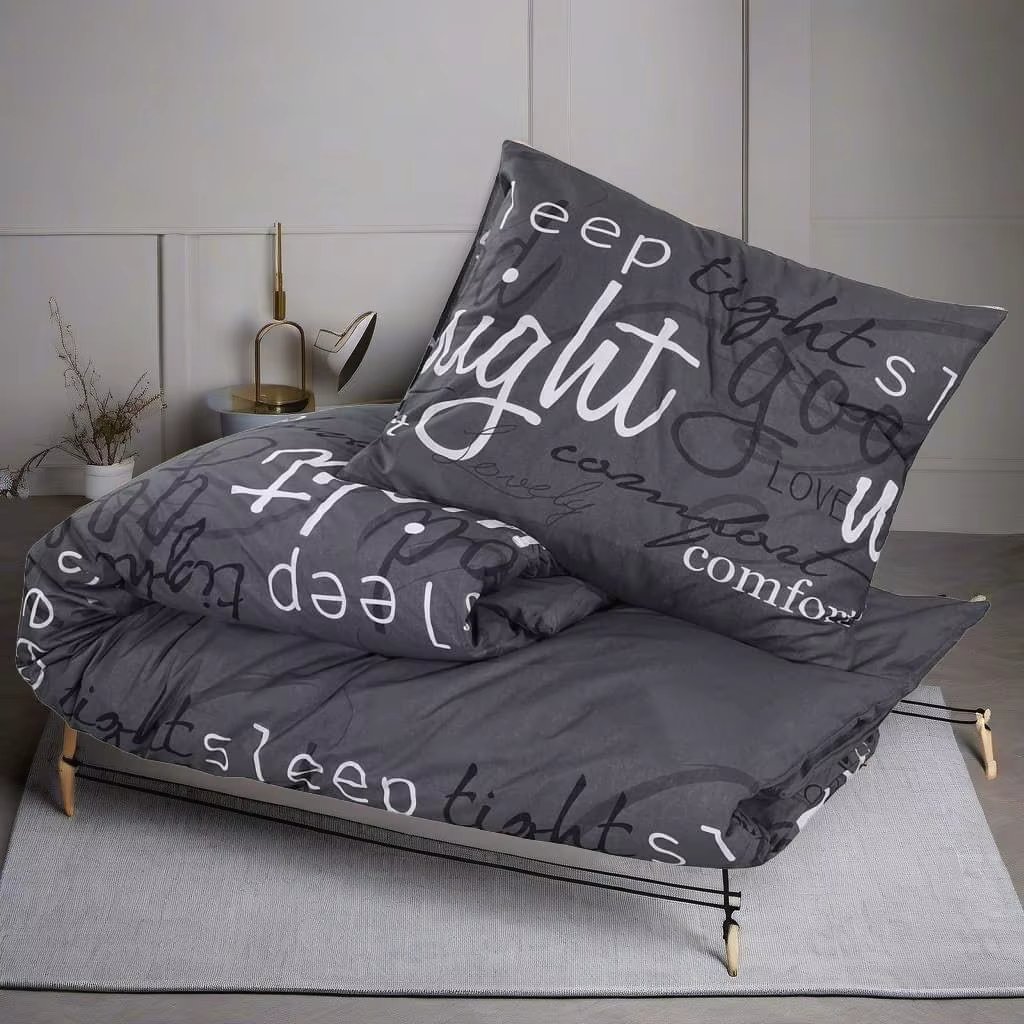 Luxury Black Cotton Duvet Cover Set 260x220 cm - Soft, Durable Bedding for Ultimate Comfort