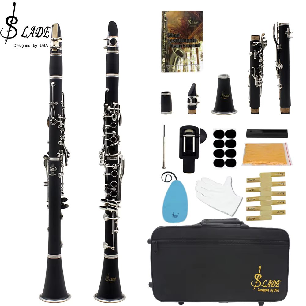 SLADE Clarinet Bb Clarinet 17 Keys 6 Rings Clarinetto Blackwinds Portable Bakelite Clarinet Professional Woodwind Instruments