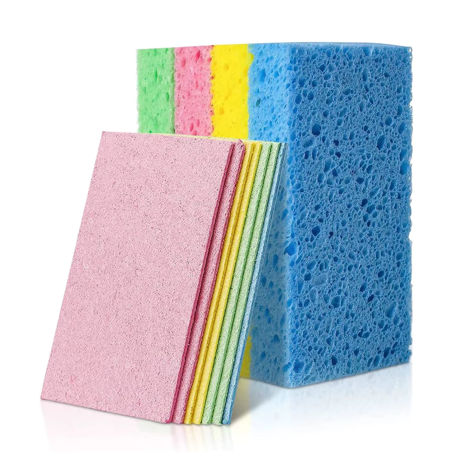 4/12Pcs Compressed Cellulose Sponges Non-Scratch Natural Dish Sponge, Dual-Sided Cellulose Sponge for Kitchen Bathroom Cars