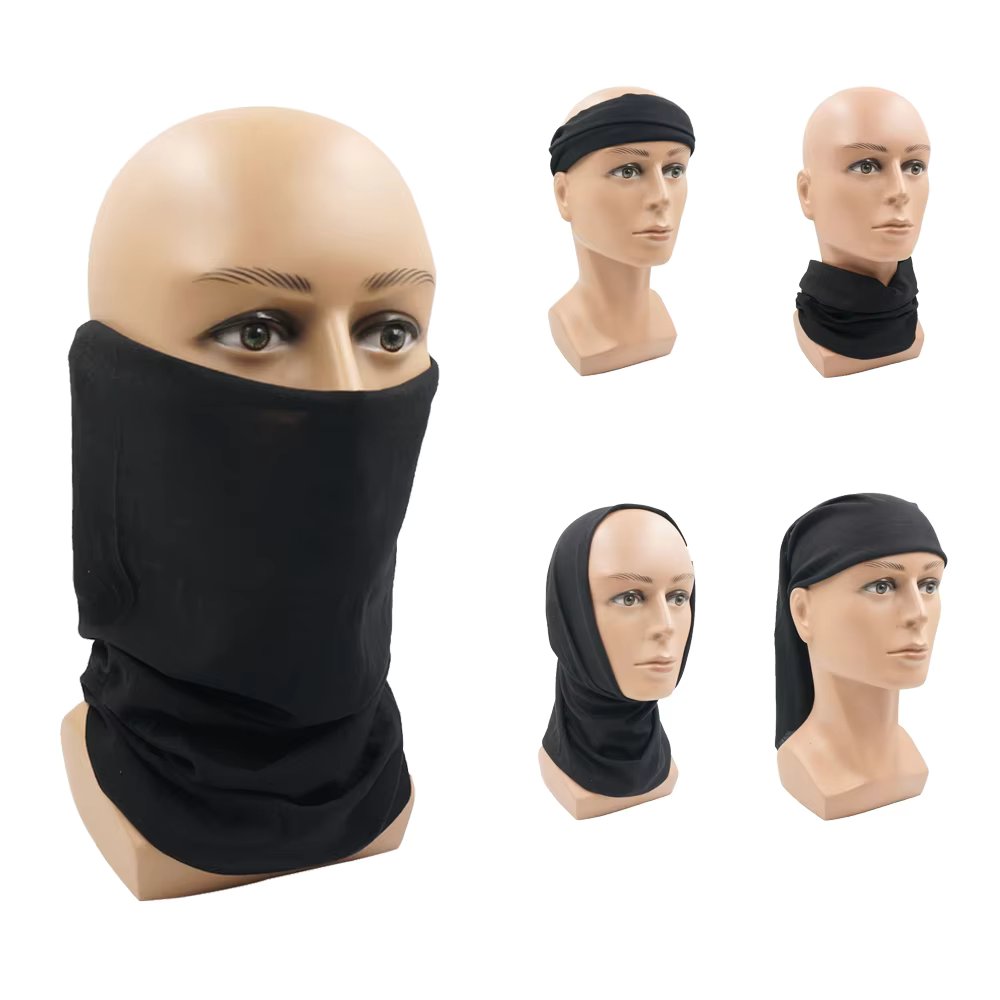Black Cycling Running Bandanas Seamless Mask Snood Neck Cover Gaiter Sun Block Face Shield Scarf Men Women Balaclava Headwear