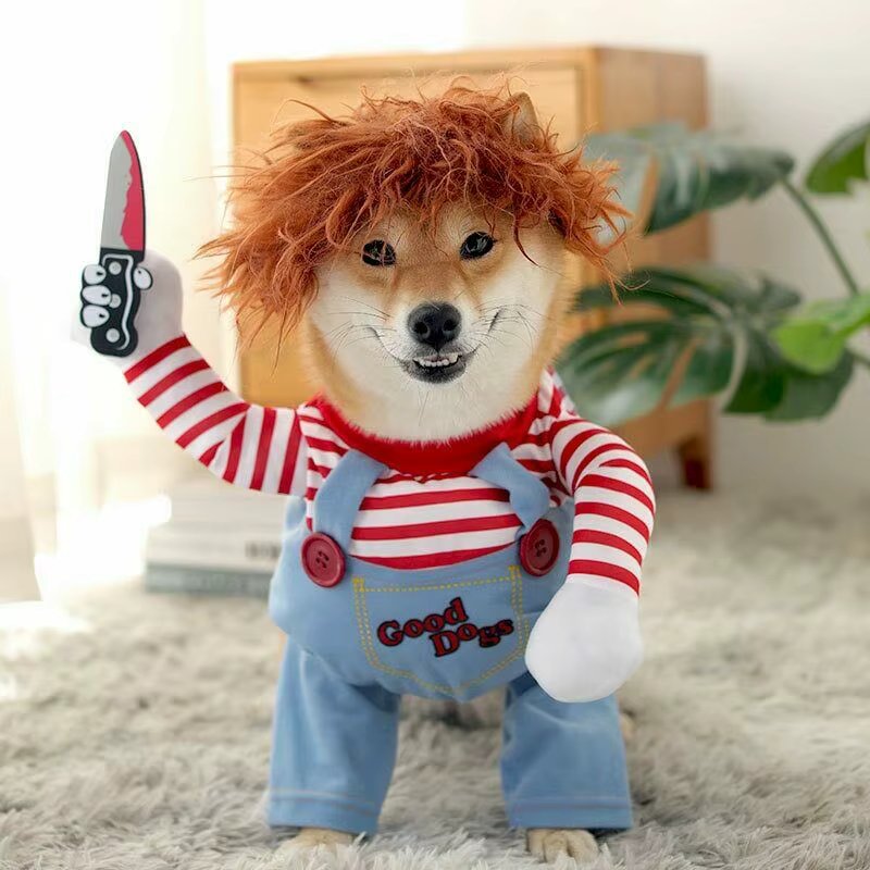 Dog Cat Pet Funny Costume Chucky Deadly Doll Cosplay Party Fancy Festival Cloth cat clothes