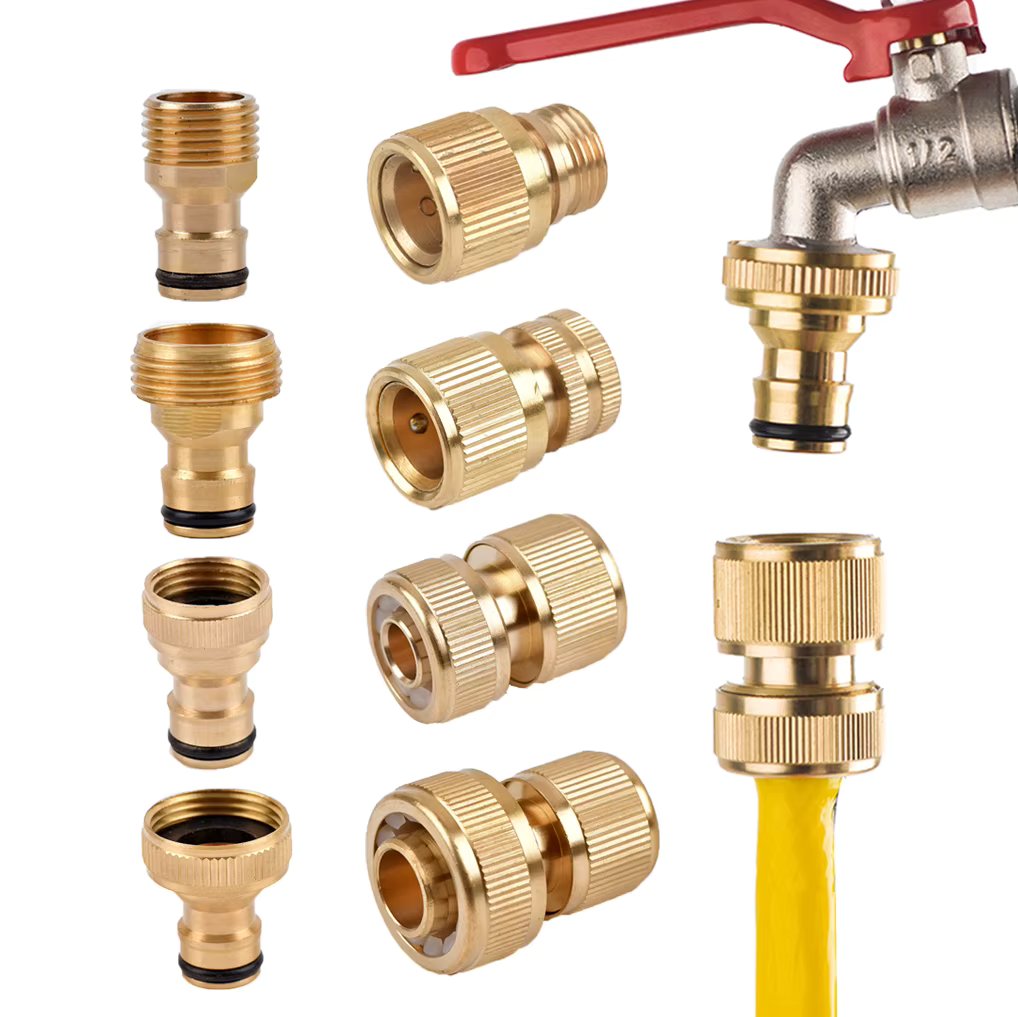 1Sets/2Pcs Garden Hose Quick Connect Water Hose Fitting, 1/2'' 5/8" 3/4'' 1'' Thread Tap Coupling Garden Watering Gun Adapter