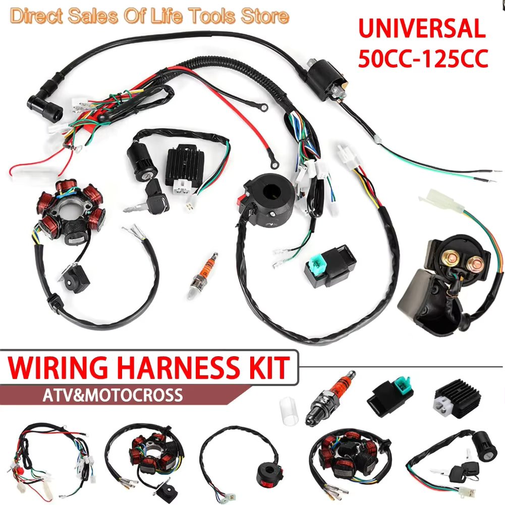 Quad Wire Harness CDI Kit for 50cc 70cc 90cc 110cc 125cc Chinese Electric Start Magneto Flywheel Stator ATV Wire harness