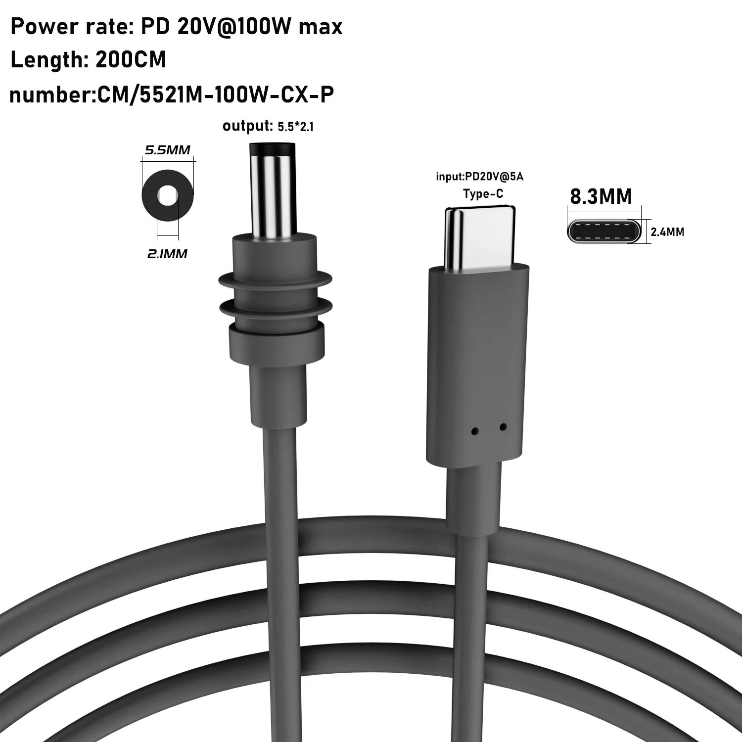 C to D Cable 2M