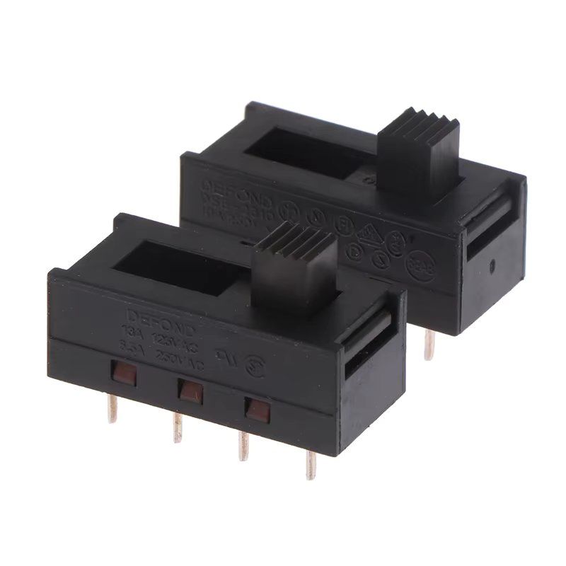 2Pcs DSE-2310 Pointed Pins 8 Feet 3 Files 10A250V Toggle Switch Black Slide Switch Hair Dryer Switch
