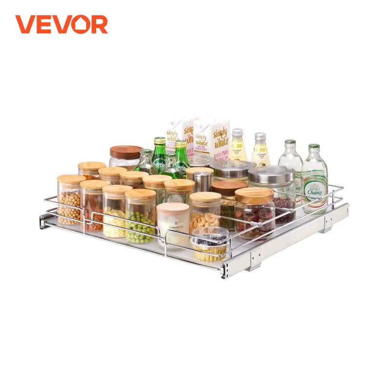 VEVOR 20"W x 21"D Pull Out Cabinet Organizer, Heavy Duty Slide Out Pantry Shelves, Chrome-Plated Steel Roll Out Drawers