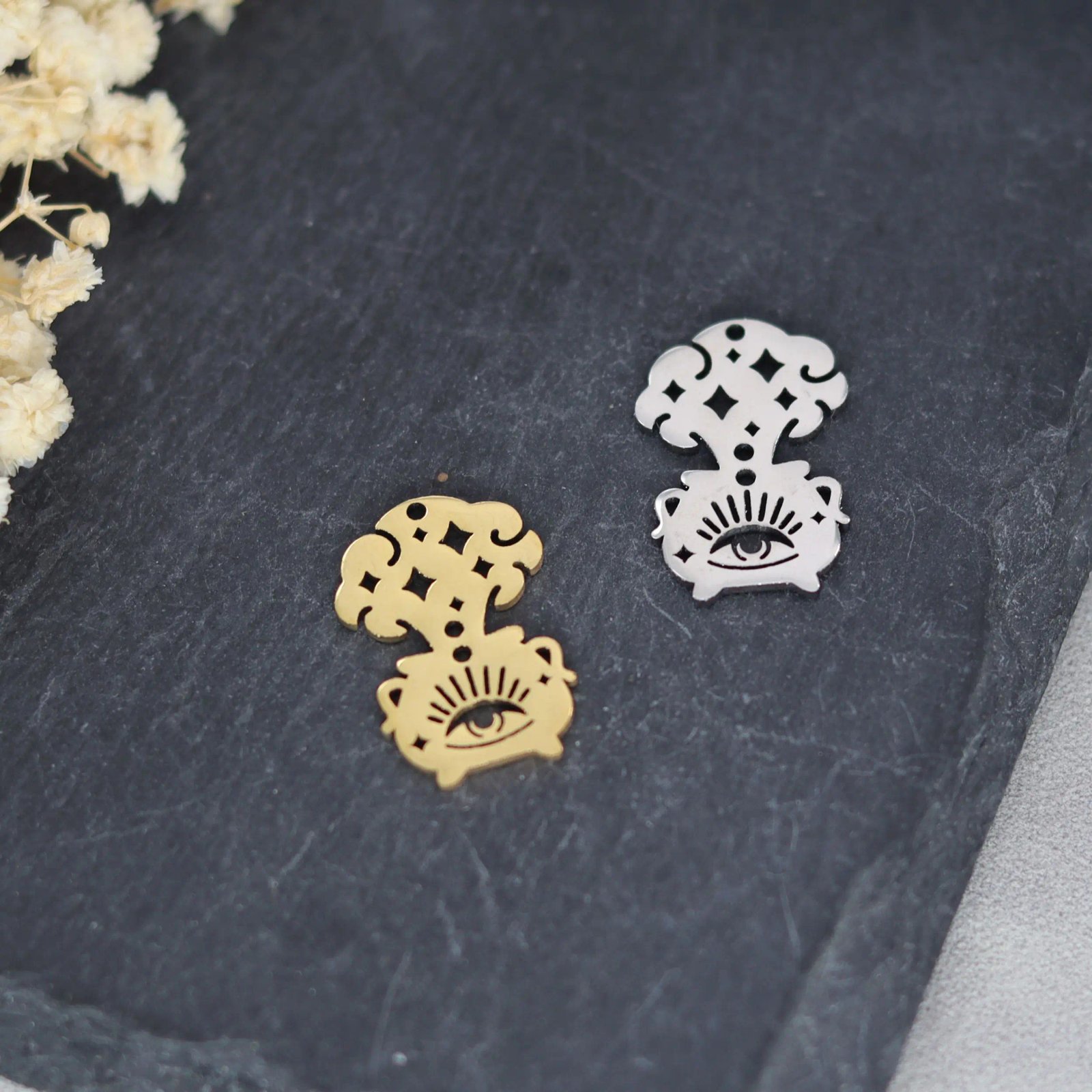 3pcs Crescent Snake Filigree Star Charms Stainless Steel Pendant DIY  Witch Knot Earring for Women Jewelry Making Moon Kitten