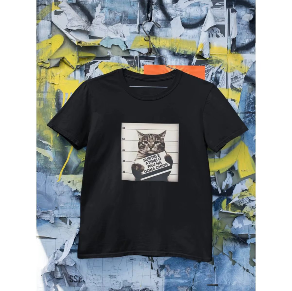 Men's Cotton Criminal Cat Printed Casual Summer T-shirt