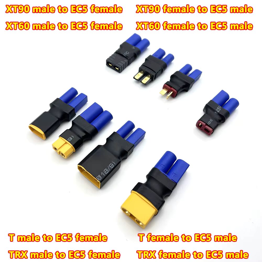 1pcs Adapter EC5 to XT60 XT90 TRX T Plug  Female / Male Connectors Plug RC Lipo Battery Control Parts DIY Connector