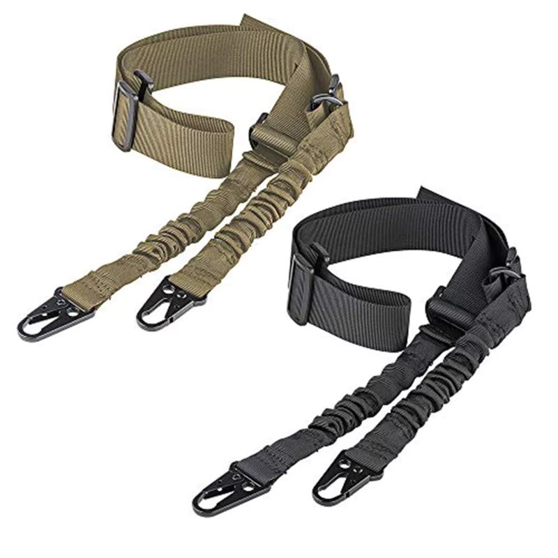 Two Points Rifle Sling with Length Adjuster Traditional Sling with QD Metal Hook for Outdoor AR AK Gun Sling Shoulder Straps