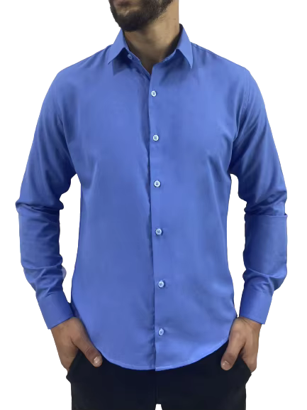 Blue Slim Long Sleeve Social Shirt
