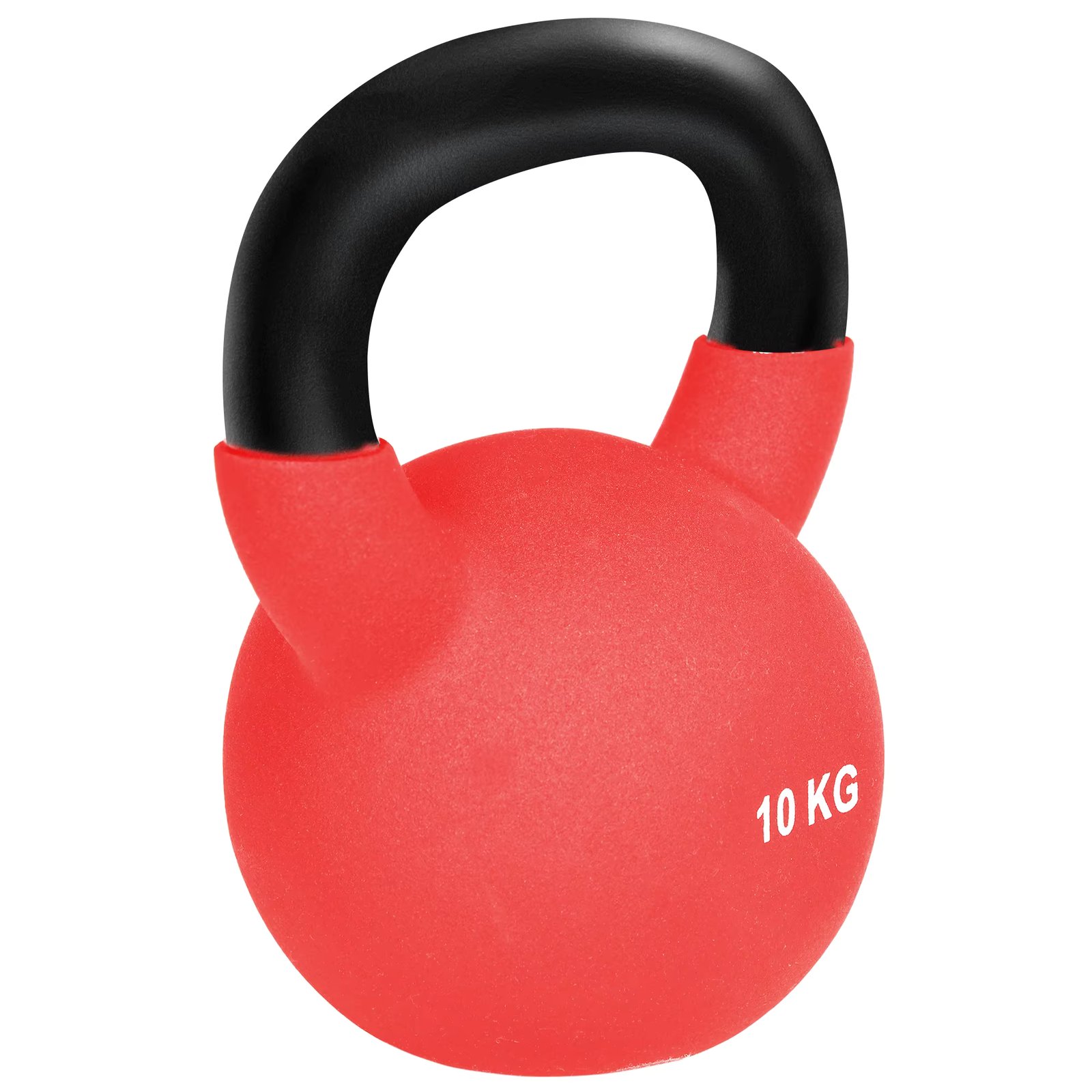 HOMCOM Russian Weighs 10 kg Cast Iron Weighs Neoprene Coating Kettlebell Ball Dumbbell for Strength Training 19x12x22 cm Red