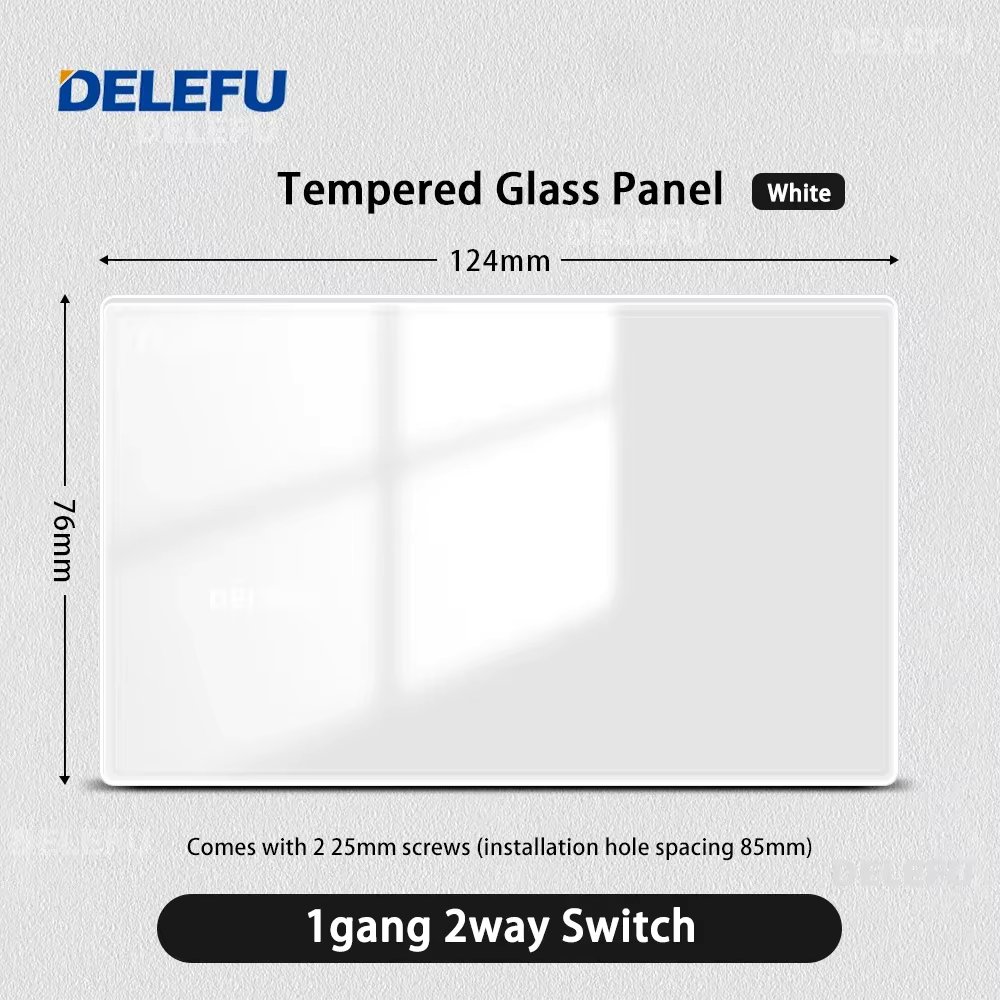 DELEFU Tempered Glass Panel Mexican Standard Type C Fast Charging American Socket 124*76mm Wall Socket Switch White