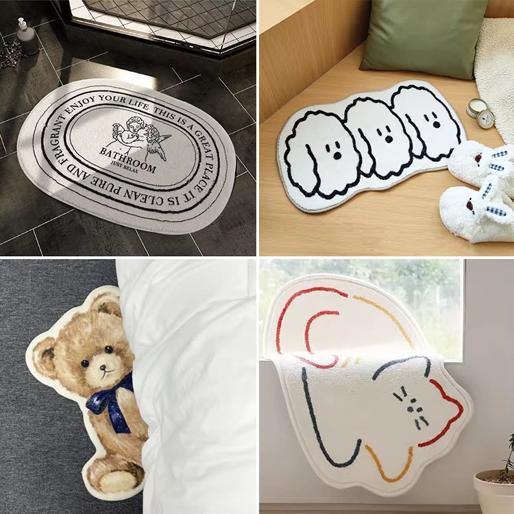 Cute Cartoon Irregular Mat, Mojo Cashmere Carpet, Bathroom, Bathroom, Non-slip and Absorbent foot mat, entrance mat