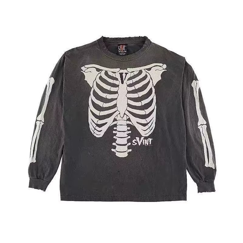 Skull Printed Washed 1:1 Best Quality Sain T-Shirt Street Clothing Vintage Oversized Casual Mens Womens T Shirt Tops
