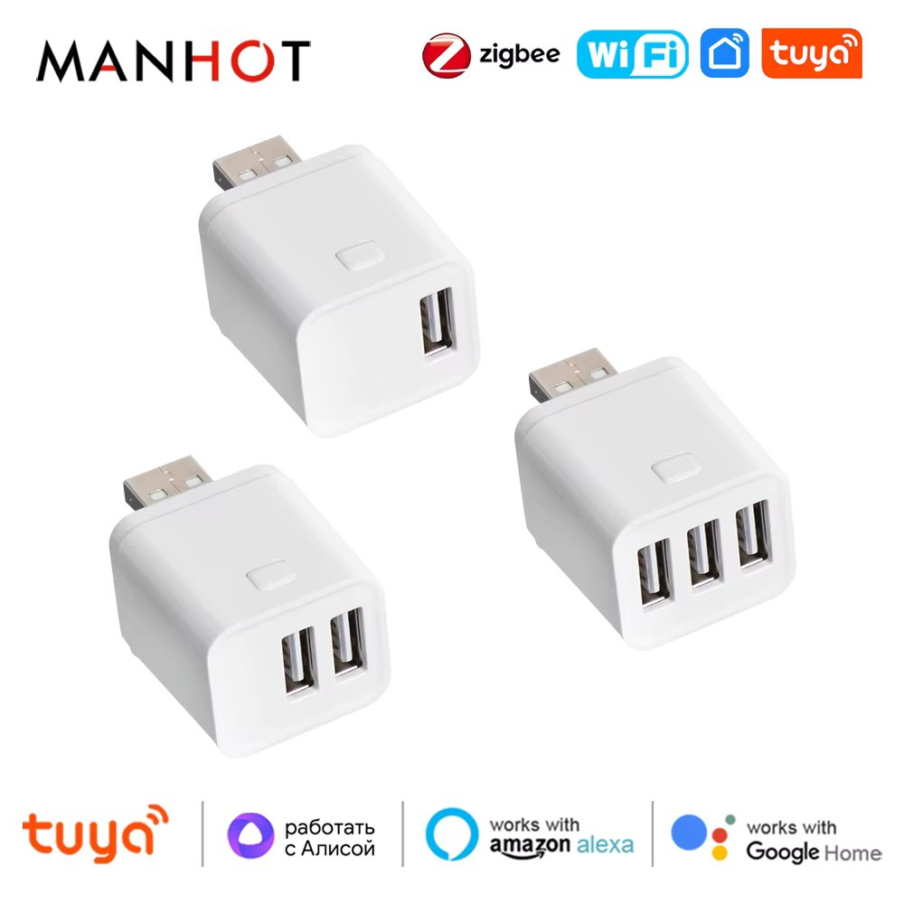 Tuya WiFi/Zigbee Smart Micro USB Adaptor Switch 5V Mini USB Power Adaptor Voice Control Plug for Alexa Google Home Yandex Alice