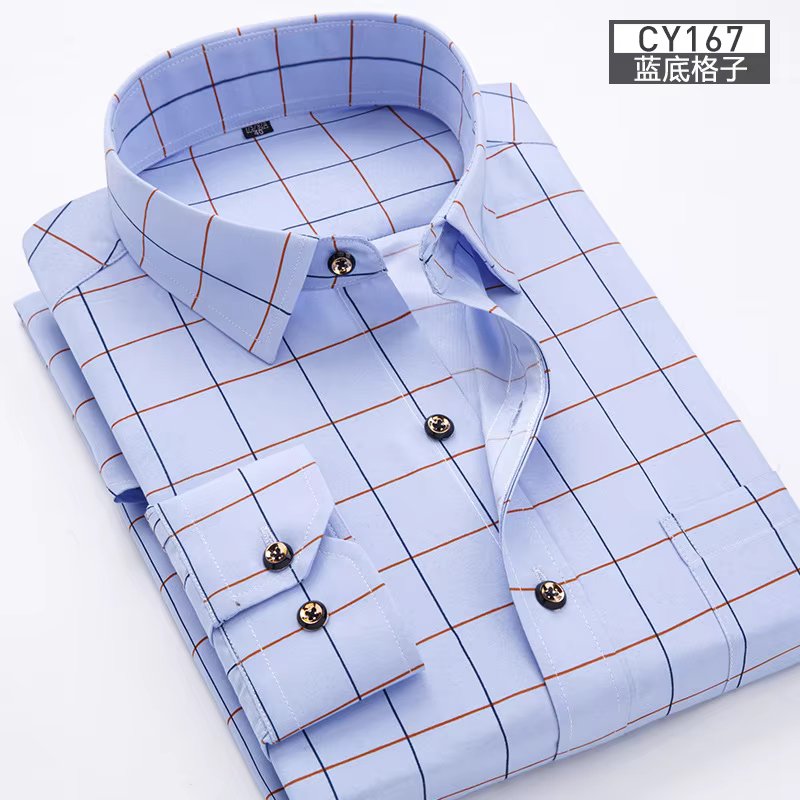 New men's shirt Thin long-sleeved printed spring/summer non-ironing business casual slim slim fashion breathable shirt