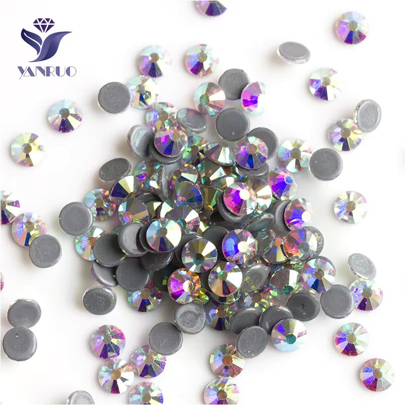 YANRUO 2058HF SS4-SS50 AB Flat Back DIY Strass Hot Fix Glass Stones And Crystals Hotfix Rhinestones For Clothes