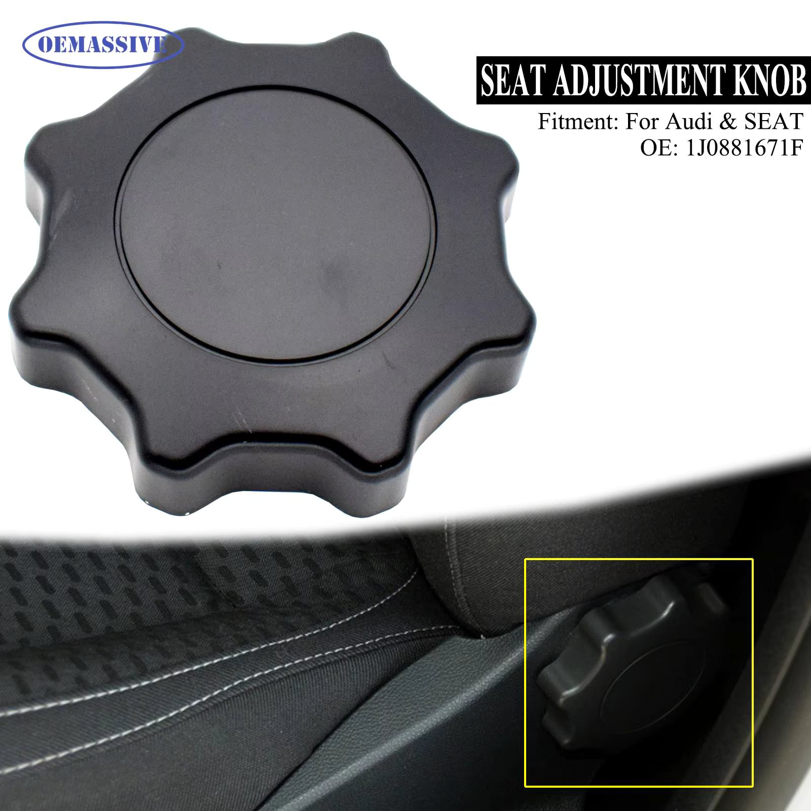 OEMASSIVE For Audi A1 A6 C5 A4 B6 SEAT Cordoba Ibiza 6L Leon Arosa Toledo Seat Adjustment Knob 1J0881671F Car Adjuster Recliner