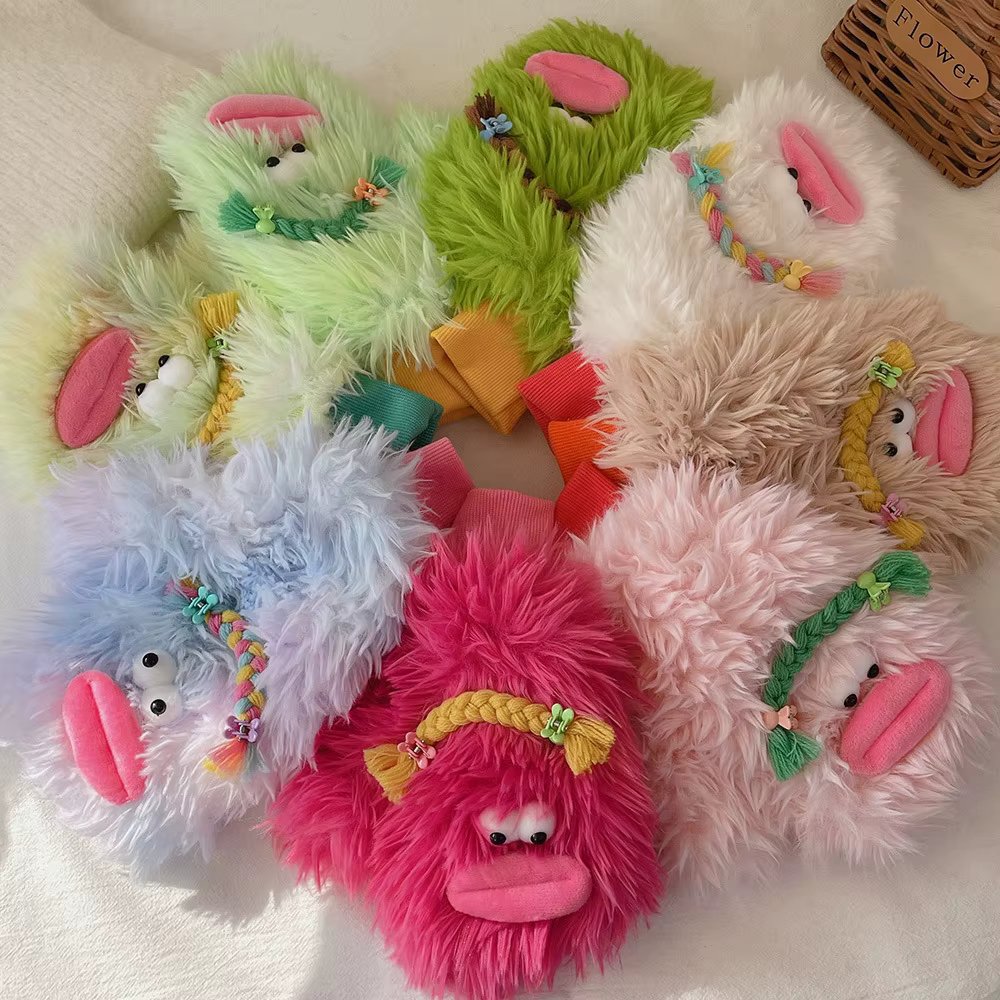 Kawaii Girls Winter Warm Gloves Cartoon Ugly Sausage Mouth Gloves for Outdoor Riding Windproof  Mittens Student Gloves