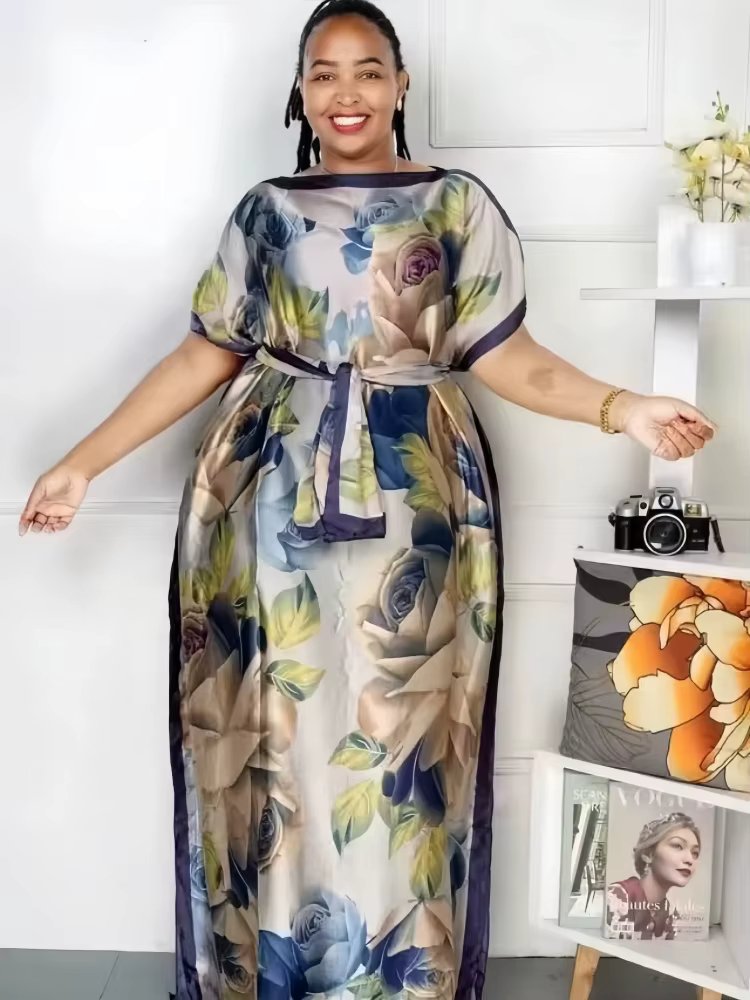 Abaya africana de gran tamaño para mujer, ropa suave a la moda, Dashiki de Dubái, vestidos florales informales sueltos, vestido