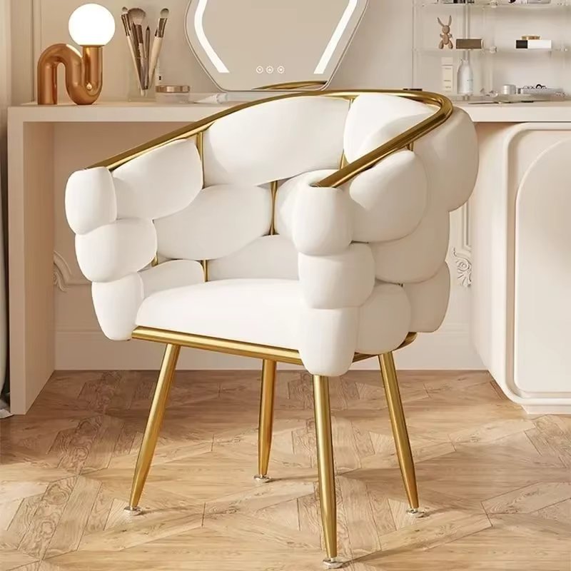 Creative Makeup Stool Home Comfortable Leisure Chair Bedroom Dressing Table Stool Light Luxury Soft Backrest Manicure Chairs