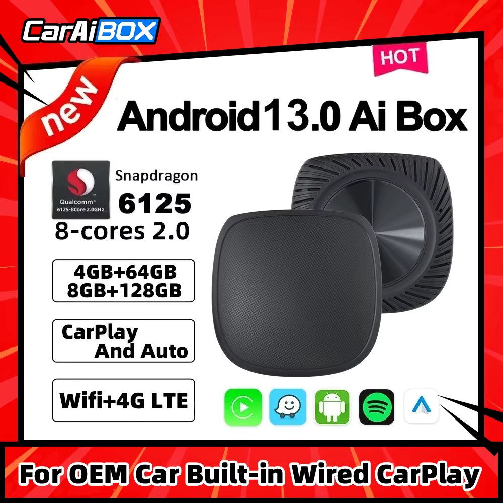 CarAiBOX Qualcomm 6125 8-Core CPU Android 13.0  Wireless CarPlay and Android auto For Original Car Built-in Wired CarPlay