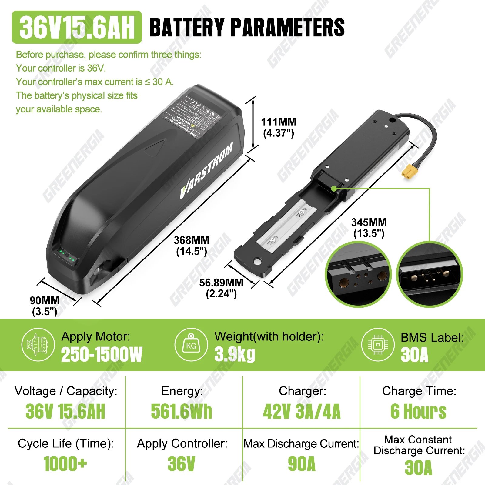 36V15.6Ah Downtube