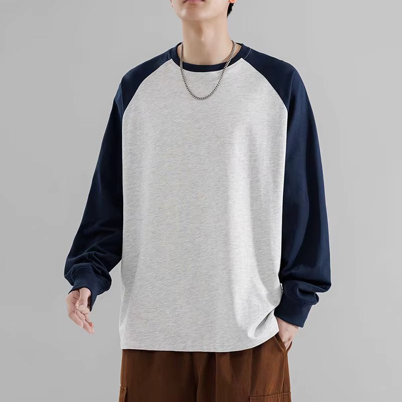 Trend-in Round Man-to-Man Men Spring Autumn Color Casual Muzies Daily Ner Long-sleeved T-Shirt TS2985
