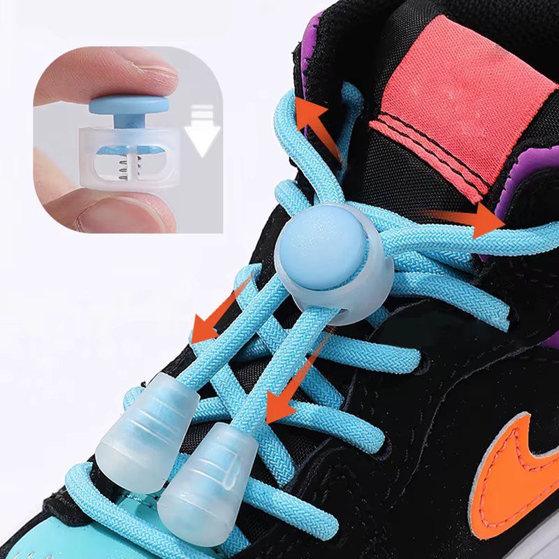 26 Colors Children's Shoe Laces Elastic Snap Locking Round Shoelaces Without Ties Fixed Artifact Lazy Shoelace Unisex 1 Pair