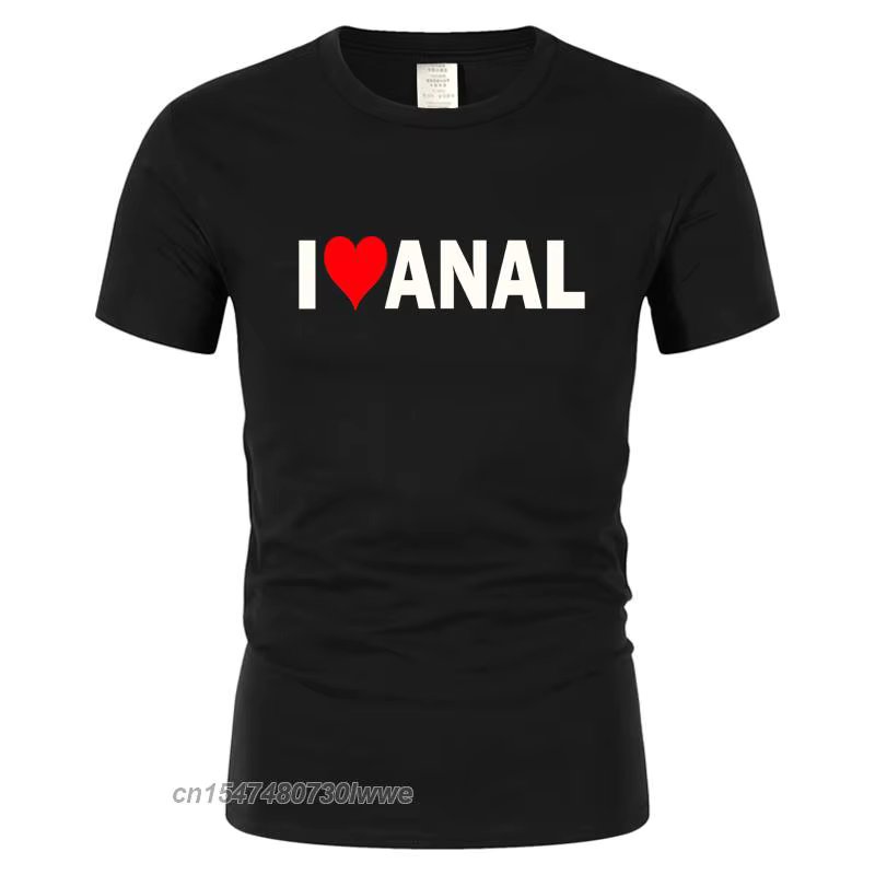 Streetwear Leisure Harajuku Tee Top Alphabet Interest I Love Anal Tshirt Men Cool Heartbeat T-Shirt Oversized T Shirt